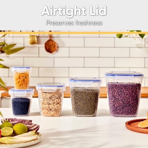 Image of Superio Plastic Food Storage Container Set, BPA Free, Sealed Containers with Airtight Lids for Pnatry, Cupboard, and Fridge- Microwave and Dishwasher Safe (10) (12-Pack)