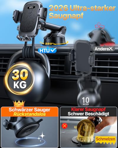 HTU 2026【Militär-Klasse】Handyhalterung Auto【Stärkst Saugnapf】360° Drehbar – Ansicht 2