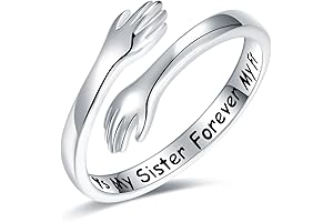 925 Silver 'I Love You' Engraved Adjustable Hugging Hand Ring For Mother Daughter Sister