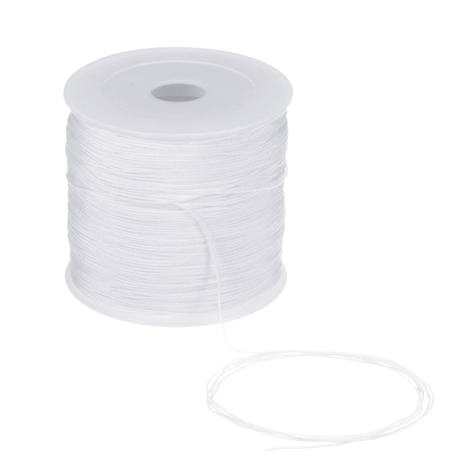 Unifizz 0.6mm Nylon String Cord 164 Yards, Satin String for Bracelet, Chinese Knotting, Beading Thread, Jewellery Making, Braided Necklace & Craft – White