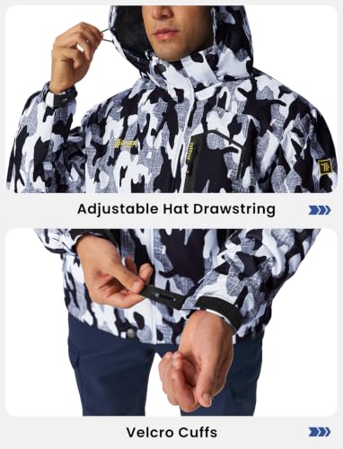 Image of TBMPOY Men's Winter Jackets Skiing Waterproof Snow Thick Fleece Lined Hooded Utility Cold Weather Warm Outdoor Ice Work