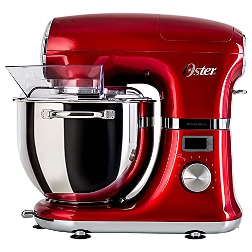 Batedeira Planetária Oster Digital, Bowl Inox, 5L, 110V, Vermelha, 1000W, OBAT911