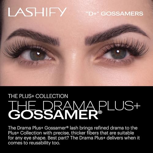 Lashify Drama Plus+ 12mm Gossamer Eyelash Extensions Refill in Black, Easy DIY False Lashes for the Most Delicate, Natural and Long Lasting Look