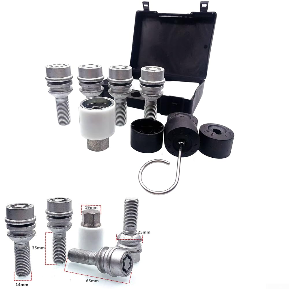 Sicherheitsschrauben für Felgen M14x1.5 4 Stück inkl. Adapter - Diebstahlsicherungsbolzen für SUV Modelle