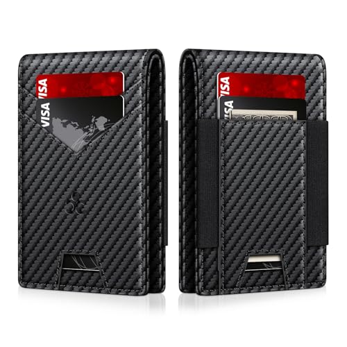 Image of Wallet for Men Slim Leather Wallets for 13-17 Cards, RFID Blocking Thin Card Holder Wallet with ID Window & Large Capacity Cash Slot, Minimalist Bifold Small Wallet for Front Pocket, Gift for Men