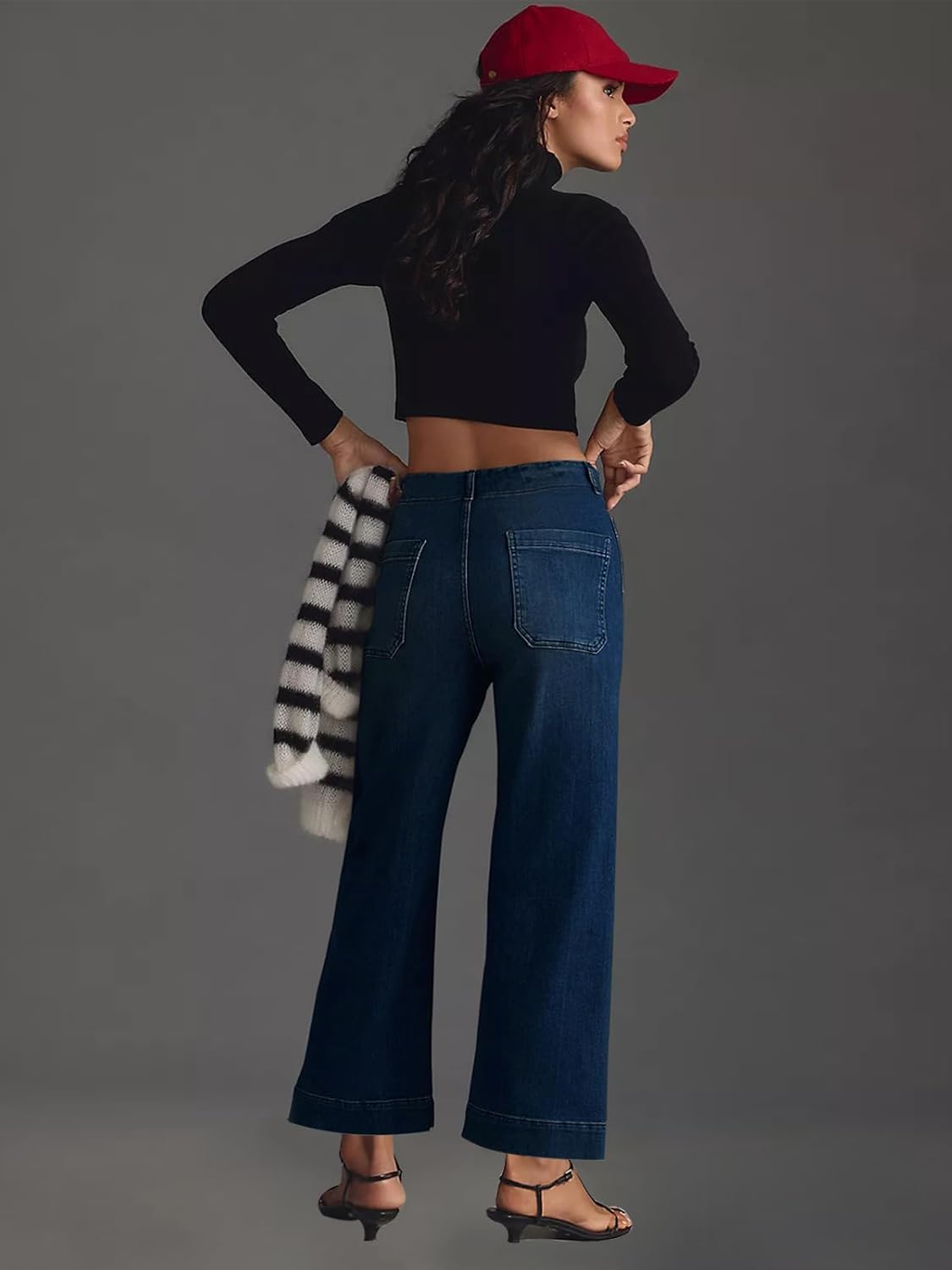 KUNMI Women's Wide Leg High Waisted Stretchy Straight Leg Jeans Baggy Loose Trendy Ankle Denim Pants - Image 4