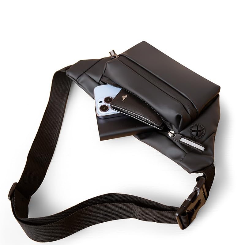 Image of TOURISTIANO Waist Bag for Men | Stylish Side Bag for Travel | Side Sling Bag | Essentials for Running, Riding a Bike for Mobile, Wallet, Keys (Black)