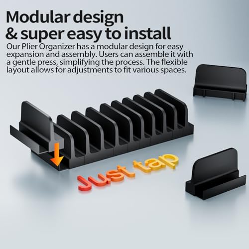 Image of 44 PCS Plier Organizer for Toolbox & Tool Drawer, Modular Desgin Plier Holders, Modular Toolbox Organizer System for Professional and DIY Mechanics, Include 20 Big Slot and 22 Small Slot, Black