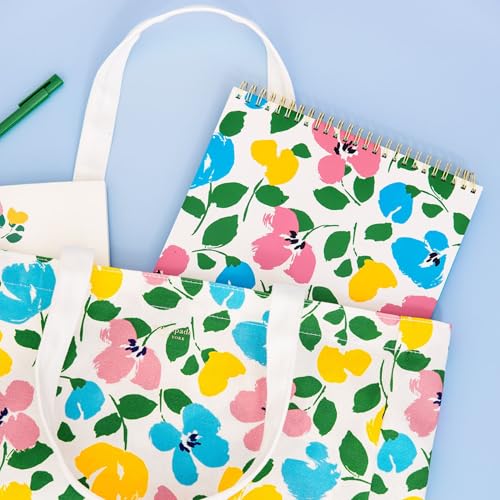 Image of kate spade new york Canvas Tote Bag for Women, Cute Tote Bag for Work or Teacher, Canvas Beach Bag, Book Tote with Pocket