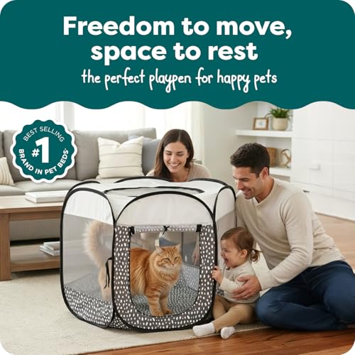 Image of FurHaven Soft-Sided Dog & Cat Playpen, Portable Foldable Indoor & Outdoor Pet Playpen with Mesh Windows & Zippered Door, Gray Pebbles, Medium