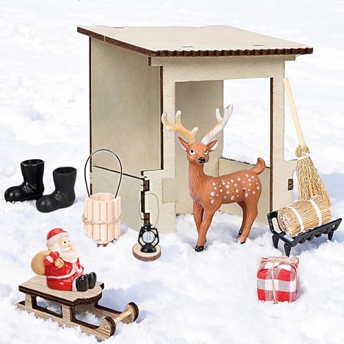 EIKEJI Wichtel Rentier Set, 14 Stück Miniatur Wichtel Zubehör,...