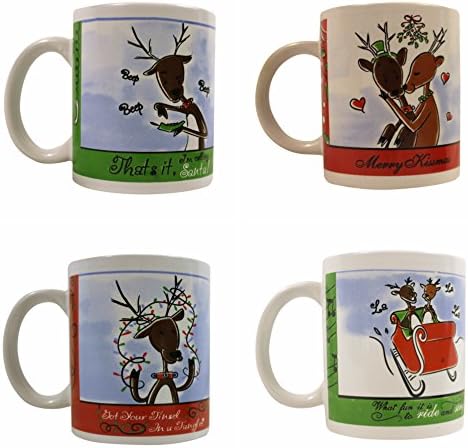 Set of 4 Christmas Reindeer Mugs