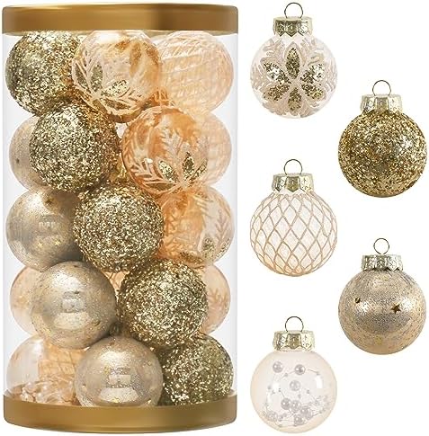 JIALEIXI 25PCS Christmas Ornaments Set, 2.36"/6CM Clear Plastic S...