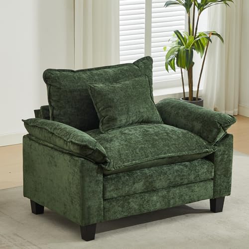 OQQOEE 35-Inch Modular Sofa Chair, 26.4-Inch Deep Seat, Green Chenille