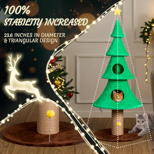 Árbol para gatos tipo árbol de Navidad 59 in verde miniatura 6