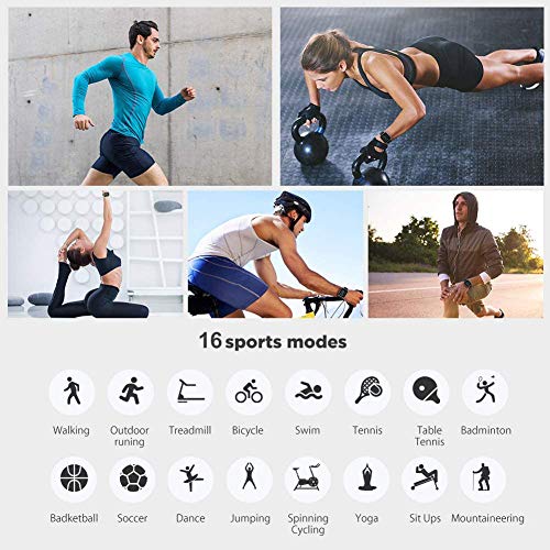 Smartwatch, smartwatch heren met vrij te kiezen achtergrondafbeelding,fitnesstracker horloges met hartslagmeters, 16… - Image 3
