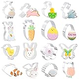 JSTC Ausstechformen Ostern, 16 Stück Ausstecher Oster, Keksausstecher Plätzchen Ausstecher Ostern, Osterausstecher für Backen Hase Ei Hasen Küken.