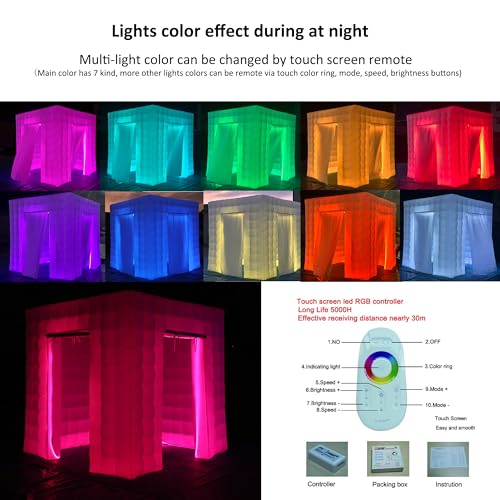 SAYOK Portable Inflatable Photo Booth Enclosure (White, Two Doors, 8.2x8.2x8.2ft), Photo Booth Tent with Air Blower and Remote Controller, Photo Booth Backdrop for Party Wedding Birthday Event