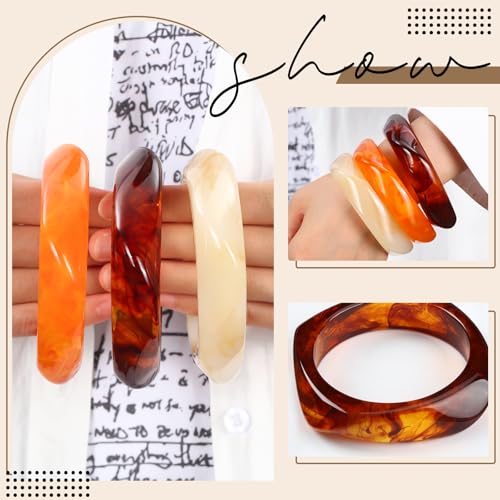 8 Pcs Colorful Acrylic Resin Chunky Bangle Bracelets for Women Punk Geometric Wristband Jewelry, Fit Wrist 6-8 Inch3
