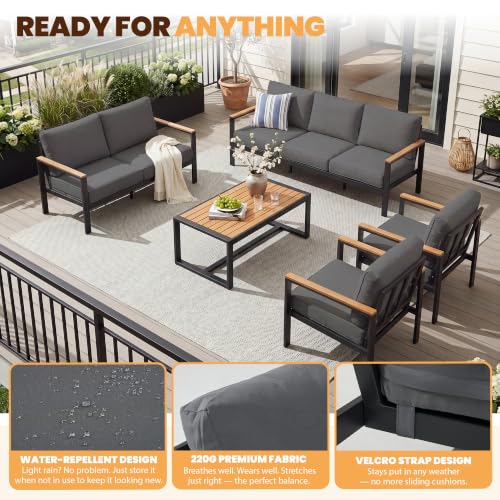 Image of Aoxun Patio Furniture Set, Metal Outdoor Furniture with Thick Cushions