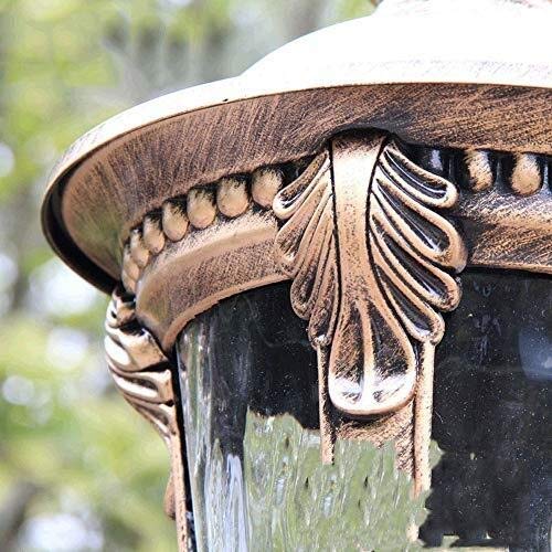 Impermeabile di Lusso per Esterni Lampione da Giardino Vialetto Paletto Lampada Prato Recinzione Patio Colonna Lanterna con Paralume in Vetro Balcone Apparecchio di Illuminazione per paesaggi, Bronz