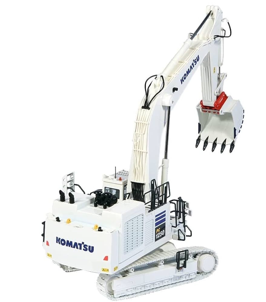 コマツ建機　KOMATSU PC 1250-11 　1/50 Komatsu PC1250-11 Excavator Quick Coupler - White - NZG 1:50