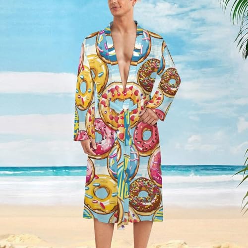 Colorful Doughnuts Funny Men's Robe Soft Lightweight Bathrobe Long-sleeve Spa Robes2