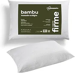Travesseiro de Bambu 50x70cm 100% Fibra Siliconada antialérgico Toque Macio Lavável