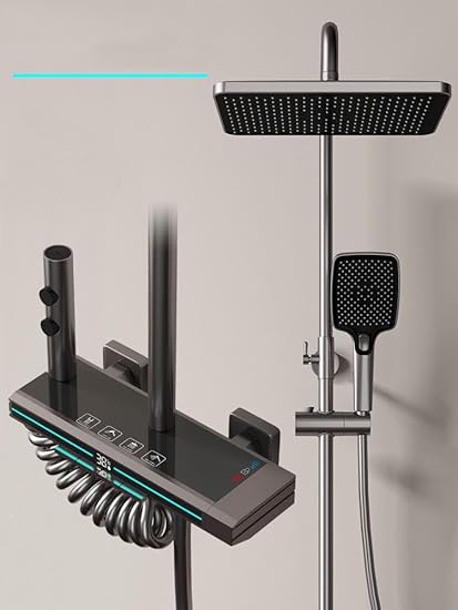 Rainfall Shower, Body Massage Spray Handheld Shower,Wall Mount Easy Connect Shower Panel Kit, Luxury Thermostatic Shower Panel 6 in One With LED Display Tower