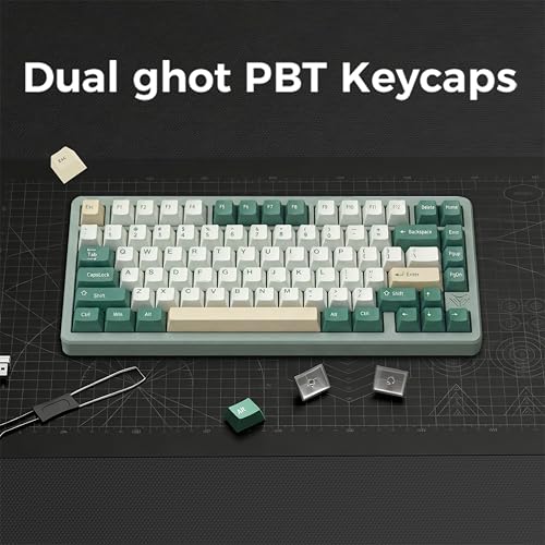 Image of MK INKY75 CNC Aluminum Mechanical Keyboard Triple-Mode Connectivity Gaming Keyboard, 75% Layout Mechanical Keyboard,with Superior Acoustics, Creamy Sounding, RGB /HMX /4000mAh(Green)
