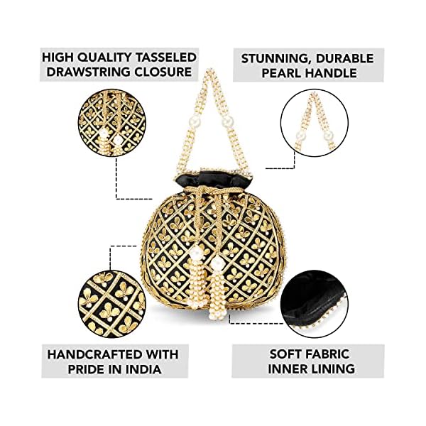 Peora Potli Bags for Women Evening Bag Clutch Ethnic Bride Purse with Drawstring - Image 4