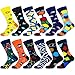 WeciBor Lustige Bunt Herren Socken, 12 Paar Mehrfarbig Geometrisch, Größe 43-46