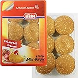 Hamburger tischfertig zubereitet- unsere"6 Pfiffigen Mini Burger" im Hamburgerbrötchen- Das Beste vom Besten- Das Original von Dieter Hein im Frischepack