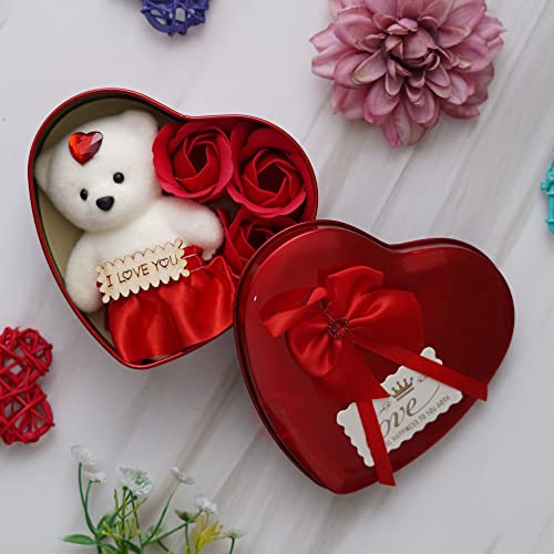 ECraftIndia Heart Shaped Valentine’s Day Gift Box With I Love You Message, White Teddy Bear, And 3 Red Roses- Gift For Husband, Wife, Girlfriend, Boyfriend – Suitable For Rs. 166 @ 76 %