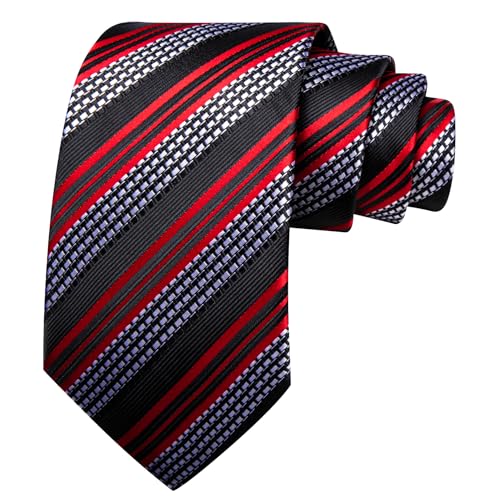 Image of Barry.Wang Designer Classic Ties for Men Set Formal Pocket Square Cufflink Check Plaid