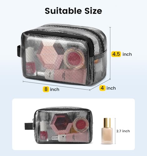 Vorspack Small Travel Toiletry Bag - Translucent Toiletry Bag for Women Hanging Toiletries Bag for Men Water Resistant Travel Bag for Toiletries Accessories - Black2