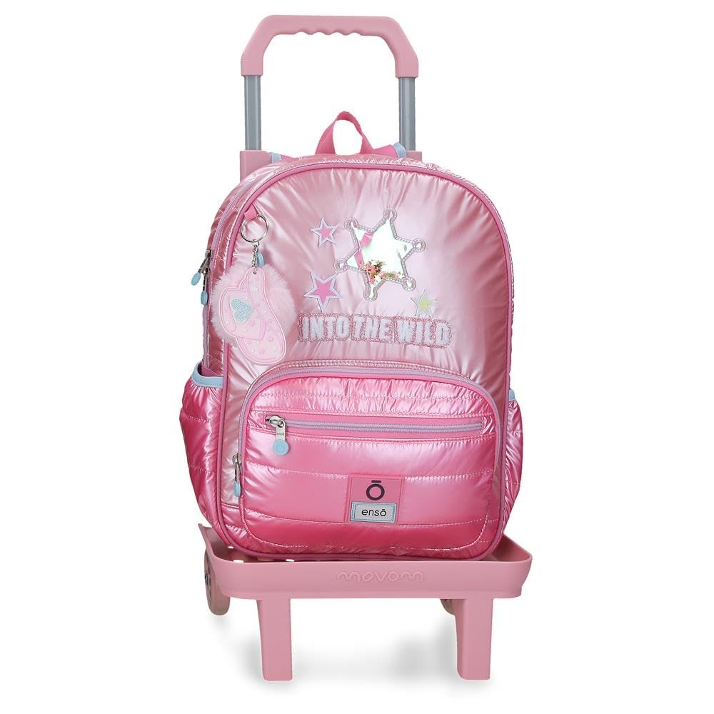 Enso Into The Wild School Backpack with Trolley Pink 30x38x12 cm Polyester