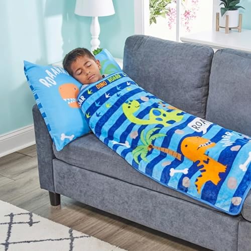 Image of EVERYDAY KIDS Toddler Throw Blanket - 30 inch by 40 inch - Roarin Dinos - Super Soft, Plush, Warm and Comfortable