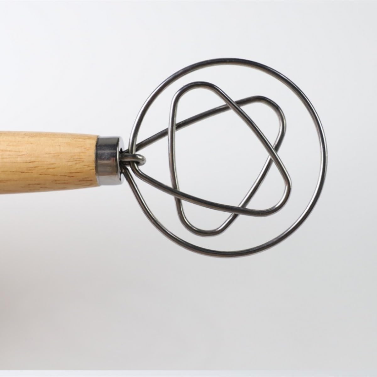 Schneebesen Holzgriff, Mehlrührstab, Edelstahl-Spiralmixer Mit Haken, Teigpulver, Manueller Schneebesen Küchenhelfer