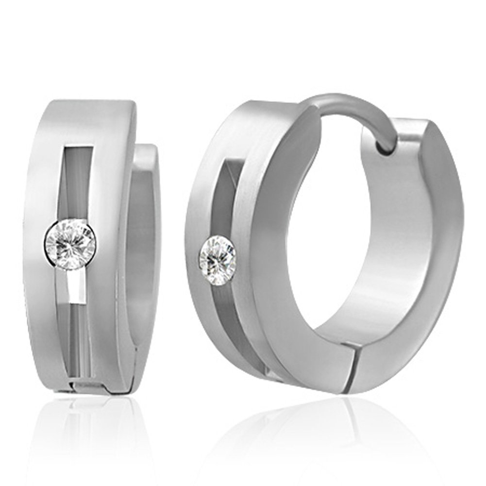 Pendientes de acero para hombre un regalo elegante de joyería con aros CZ 3