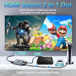4K 120Hz HDMI Switch, 8K 60Hz HDMI 2.1 Bi-Directional 2-in-1/1-in-2 Switcher Splitter, Aluminum HDMI Selector 48Gbps High Resolution Switch Capable for Gaming, PS5, Xbox, HDR10, Dolby Vision