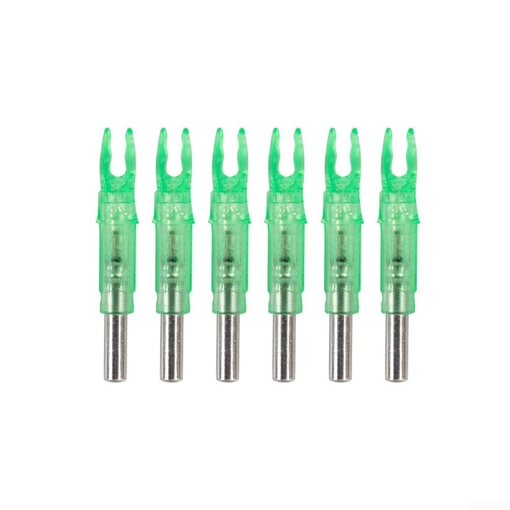 Lot de 6 encoches lumineuses à LED pour tiges en aluminium carbone de 6,2 mm, pour la chasse nocturne et la pratique de la cible (vert)