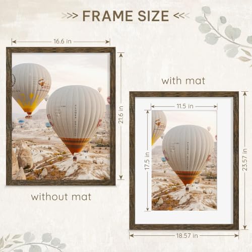 Image of Picrit 17x22 Rustic Brown Picture Frame, Poster Frame for Wall, 3 Pack