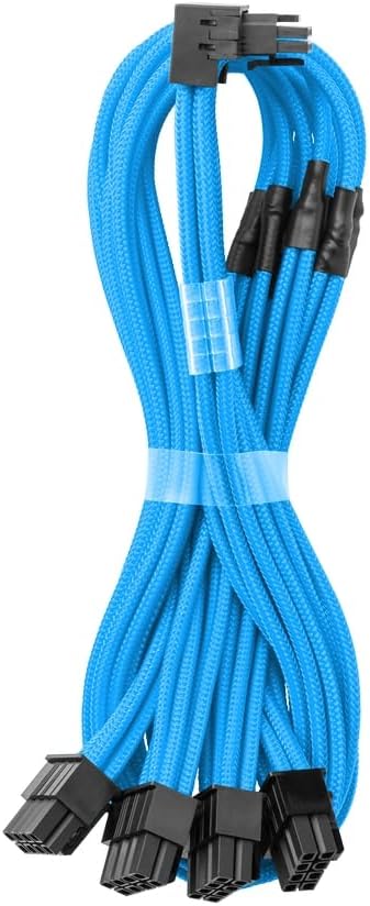 CableMod RT-Series Pro ModMesh Sleeved 12V-2x6 12VHPWR 90° StealthSense PCIe Cable for ASUS/Seasonic/Phanteks - Variant A (Black + White, 16-pin to Quad 8-pin, 60cm)