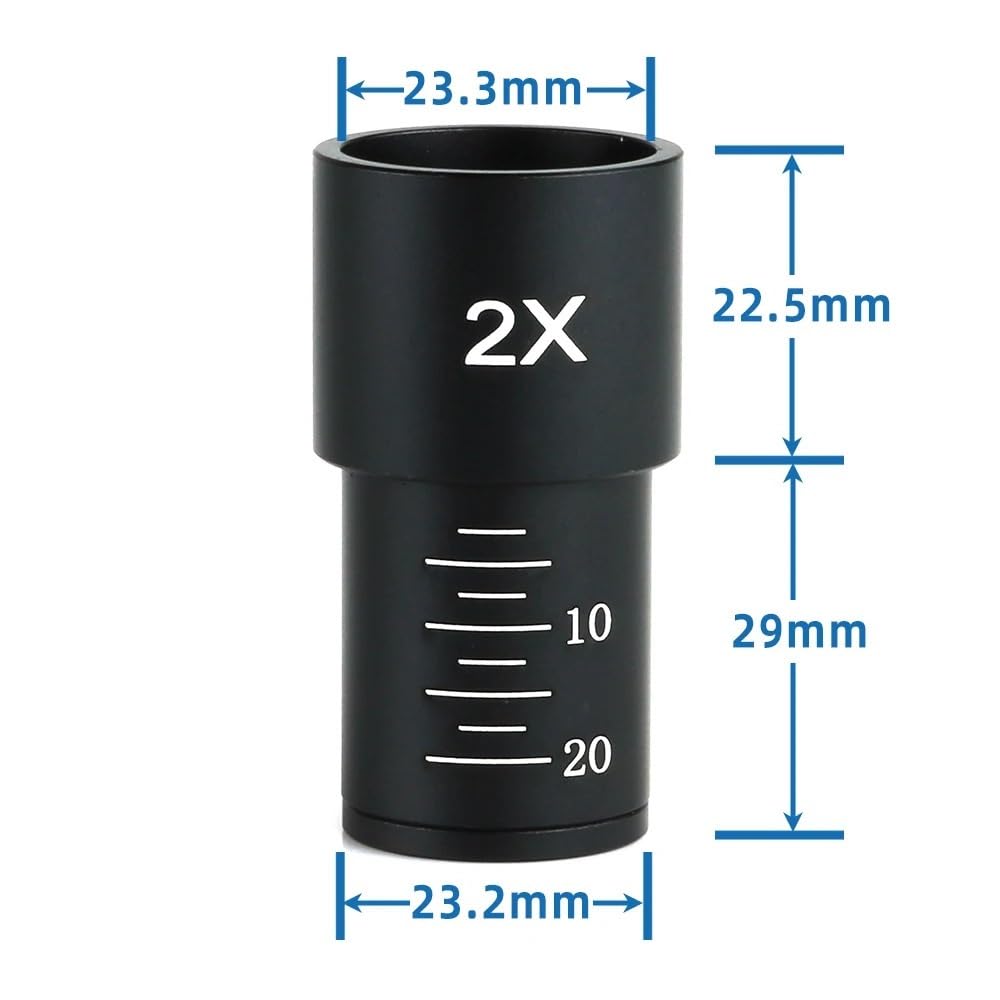 Lente Di Barlow 2x Per Microscopio – Attacco 23.2mm, Metallo E Vetro Ottico, Nero