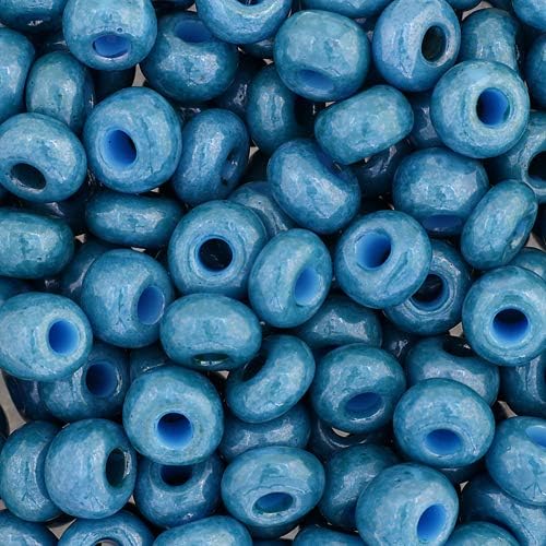 John Bead 500g 1/0 Czech Glass Seed Beads (6.6mm Diameter) Rocaille Opaque Light Blue Luster DIY Jewelry Making Beads by Preciosa (Jablonex)