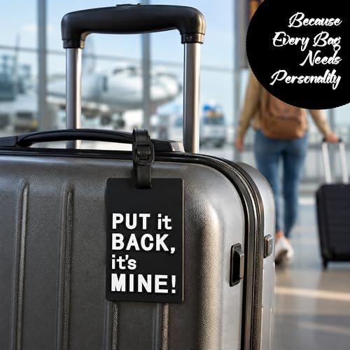 Image of Storite 2 Pk PVC Luggage /Bag /Travel ID Label Tags (Black) | for Suitcase & School Bags Identifier Name Address Label with Plastic Strap