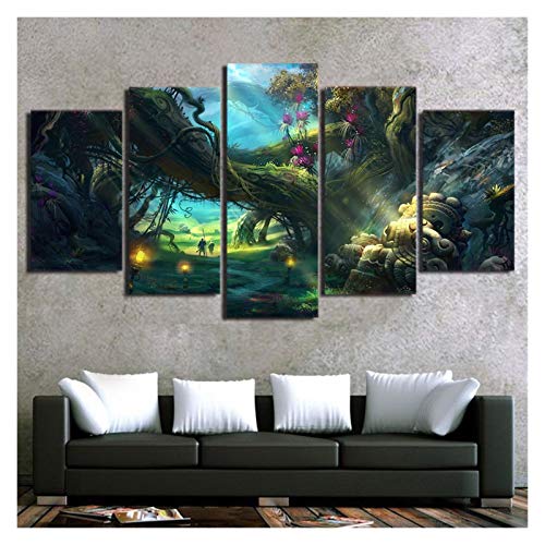 ZGMJ Leinwandbild Malerei Schöne Landschaft HD Gedruckt 5 Stück Leinwand Kunst Landschaft Malerei Wandbilder for Wohnzimmer Wohnkultur Anime Poster Wandkunst (Color : 6, Size (Inch): Size 1 No Frame) Cover