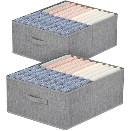 Lifewit Groß 2er Set Aufbewahrungsboxen, 50 x 40 x 20 cm Faltbarer Schrank Aufbewahrungskorb mit EntfernbareTrennwand, Stoff Kleiderschrank Organizer -Aufbewahrung Boxen für Kleidung, Hosen, Socken