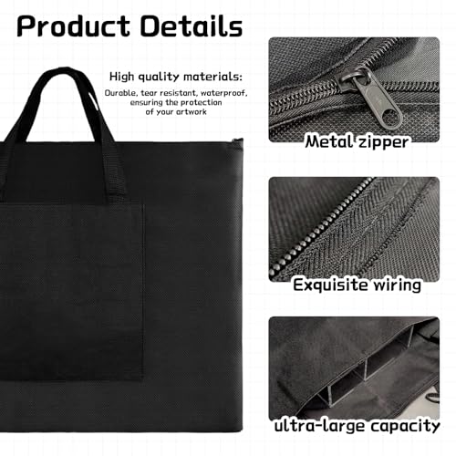 Image of Thickened Art Portfolio Case,20 x 26 Inches Art Portfolio Bag Handheld Canvas Bag for Artwork, Poster, Sketch Drawing,Paintings,Drawing Supplies Bag